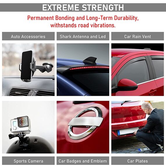 CANOPUS Profi Doppelseitig Klebeband Extra Stark, 4229P Klebeband 3m x 8mm Wasserfest Montageklebeband für Auto, Automobil klebeband, Ideal für LED-Streifen, Wohnkultur, Büro Schul-Apps Dunkelgrau