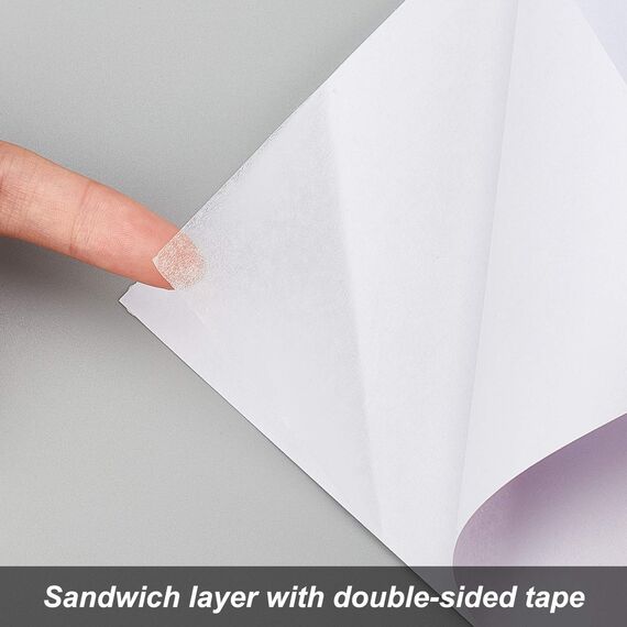 BENECREAT 20 Blatt A5 Doppelseitige Klebeblätter Weißes Selbstklebendes Klebeband Sandwich Schicht Mit Doppelseitenband Für Geschenkpapier Handgefertigte Karte, 21x14.5cm