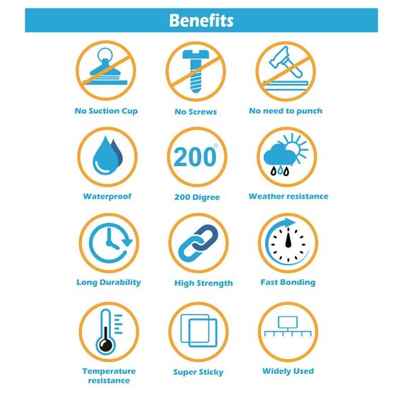 Hergestellt mit Dual Lock SJ3550CF adhäsive band dünn extra stark klebepads Hochleistung wasserfest ablösbar rückständelos Klettpunkte Klebeband Klebestreifen SJ3550CF_25.4mm x 50mm_12 Piece)