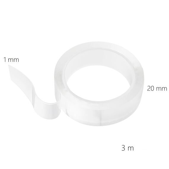 smart by Leviatan Doppelseitiges Klebeband Extra Stark 3m - Nano Tape - Transparent Entfernbares Wiederverwendbares Klebestreifen - Mehrfach Verwendbare Klebestreifen Double Sided, Breite 2cm