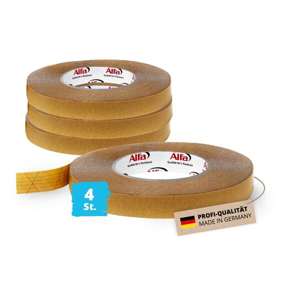 Alfa 4x Montageband Profi-Qualität 20 mm x 50 m doppelseitig klebend für Dampfbremse, Dampfsperre, Unterspannbahn schnelle und sichere Montage