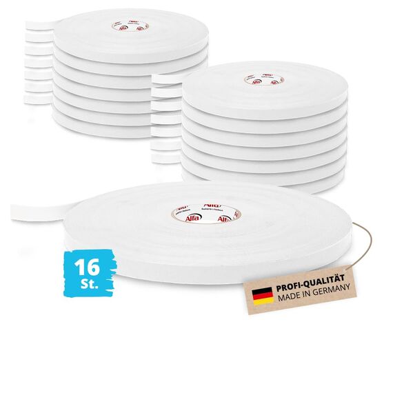 Alfa 16x Spiegelklebeband 19mm x 66m Profi-Qualität doppelseitig klebendes PE Schaumband, Montageklebeband