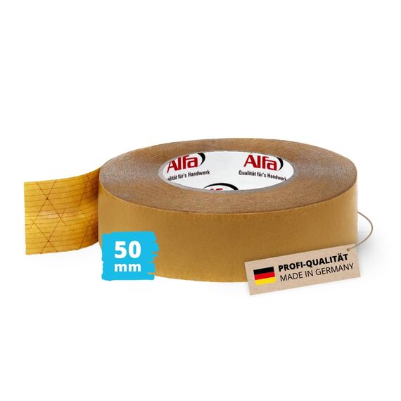 Alfa 1x Montageband Profi-Qualität 50 mm x 50 m doppelseitig klebend für Dampfbremse, Dampfsperre, Unterspannbahn schnelle und sichere Montage