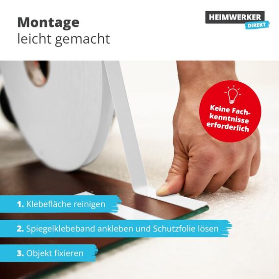 Alfa 4x Spiegelklebeband 19mm x 66m Profi-Qualität doppelseitig klebendes PE Schaumband, Montageklebeband