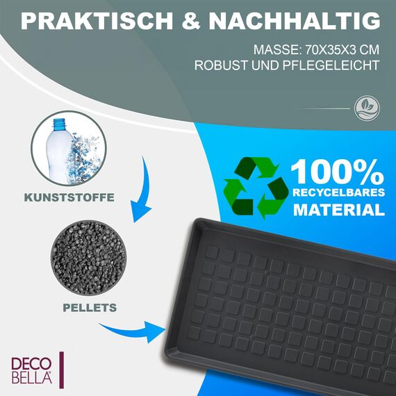 DECOBELLA Schuhabtropfschale | Schuhtablett Grau | Schuhablage, für Ihre schmutzigen Schuhe Abtropfschale | 70x35x3 cm Schuhwanne, Plastikwanne Flach (2)