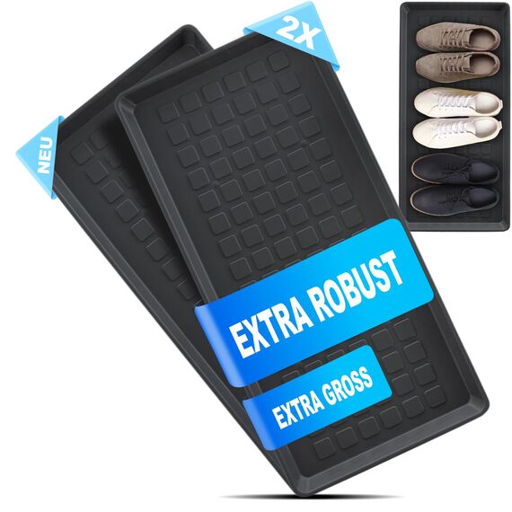 DECOBELLA Schuhabtropfschale | Schuhtablett Grau | Schuhablage, für Ihre schmutzigen Schuhe Abtropfschale | 70x35x3 cm Schuhwanne, Plastikwanne Flach (2)