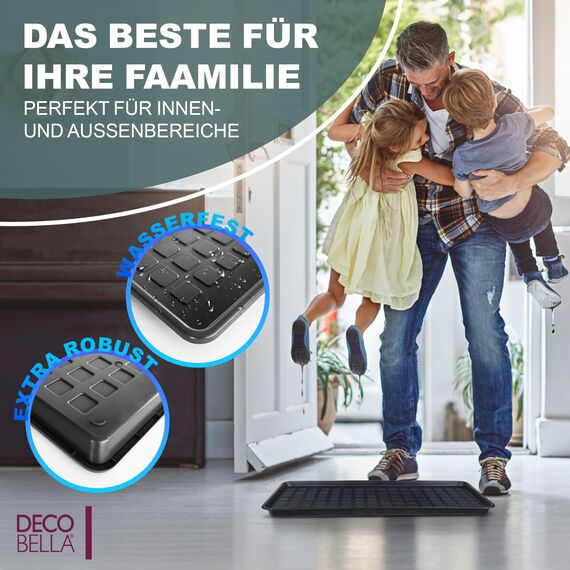 DECOBELLA Schuhabtropfschale | Schuhtablett Grau | Schuhablage, für Ihre schmutzigen Schuhe Abtropfschale | 70x35x3 cm Schuhwanne, Plastikwanne Flach (2)