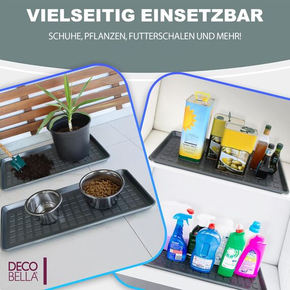 DECOBELLA Schuhabtropfschale | Schuhtablett Grau | Schuhablage, für Ihre schmutzigen Schuhe Abtropfschale | 70x35x3 cm Schuhwanne, Plastikwanne Flach (2)