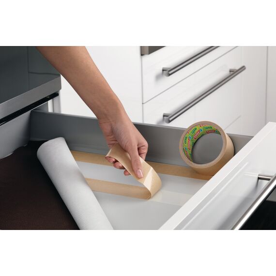 tesa Doppelseitiges Klebeband PRO NATURE - stark und vielseitig, als Verlegeband für Böden sowie zum Basteln geeignet - aus 100% recyceltem Kunststoff - 25 m x 50 mm