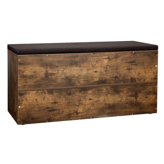 VASAGLE Schuhbank, Schuhregal mit Sitzfläche, Sitzbank mit Stauraum, gut gepolstert, Flurbank mit 10 Fächern, verstellbaren Ablagen, für Schlafzimmer, 30 x 104 x 48 cm, vintagebraun-braun LHS10BX