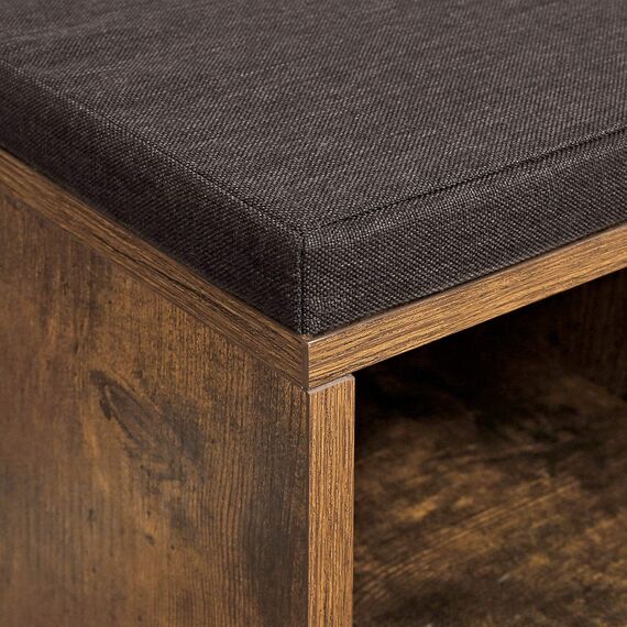 VASAGLE Schuhbank, Schuhregal mit Sitzfläche, Sitzbank mit Stauraum, gut gepolstert, Flurbank mit 10 Fächern, verstellbaren Ablagen, für Schlafzimmer, 30 x 104 x 48 cm, vintagebraun-braun LHS10BX