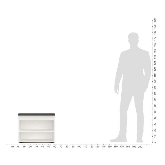 KOMTO Schuhbank mit Sitzfläche - Schuhregal Bank mit Stauraum Weiß 60 x 48 x 32 cm Kleiner Schuhschrank mit Sitzbank Flur Bank Garderobenbank Sofia