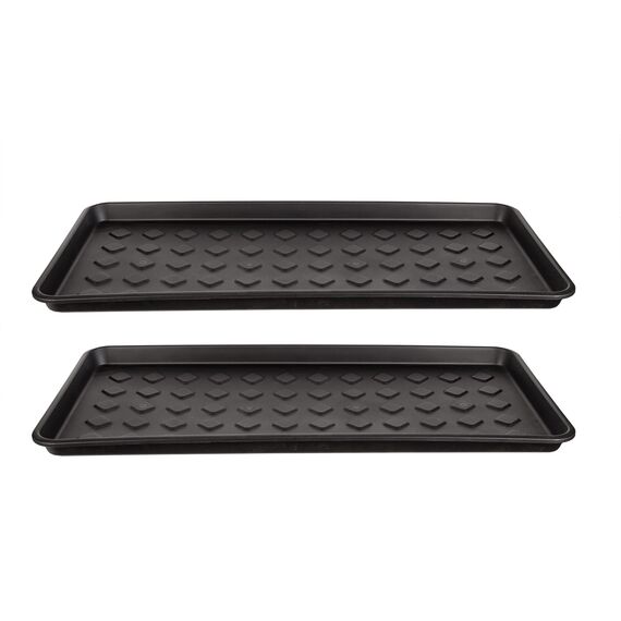 BigDean 2er Set Schuhabtropfschale Schuhablage groß - Abtropfschale für Schuhe - 71,5 x 34,5 x 3 cm - Schuhmatte mit erhöhtem Rand - Schuh-Abtropfschale für Regen, Herbst & Winter - Made in EU