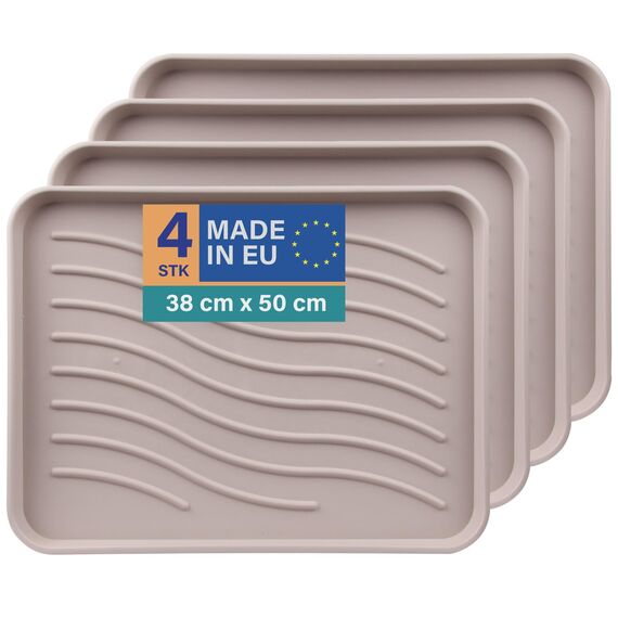 Bestlivings Schuhabtropfschale (4er Pack - Beige) Schuhablage (50x38x2,5cm) wasserdichte Schuhwanne - Aptropfunterlage für schmutzige und nasse Schuhe, Schuhmatte für Haus Garten
