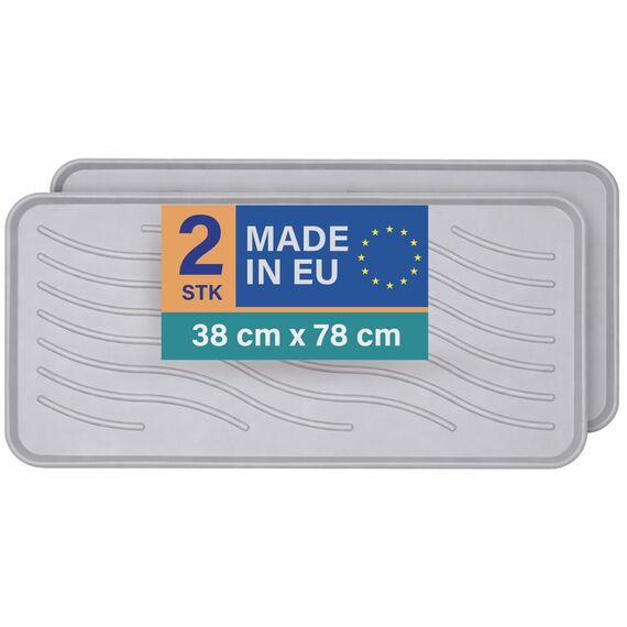 Bestlivings Schuhabtropfschale (2er Pack - Hellgrau) XXL Extra Große Schuhablage (78x38x2,5cm) wasserdichte Schuhwanne für schmutzige und nasse Schuhe, Schuhmatte für Haus Garten