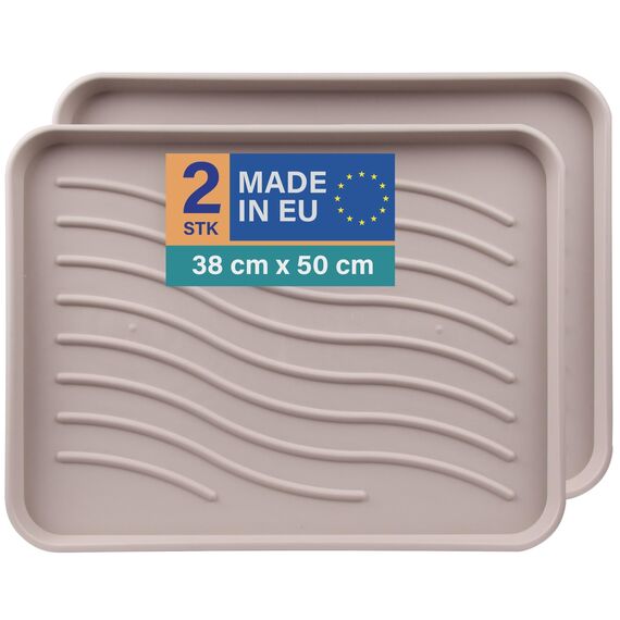 Bestlivings Schuhabtropfschale (2er Pack - Beige) Schuhablage (50x38x2,5cm) wasserdichte Schuhwanne - Aptropfunterlage für schmutzige und nasse Schuhe, Schuhmatte für Haus Garten