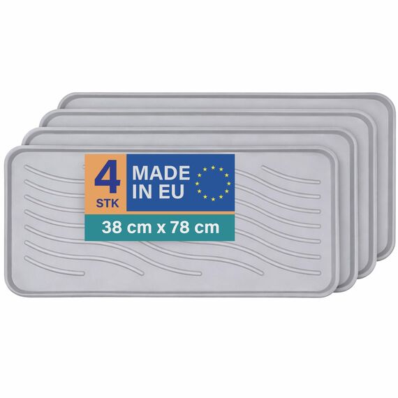 Bestlivings Schuhabtropfschale (4er Pack - Hellgrau) XXL Extra Große Schuhablage (78x38x2,5cm) wasserdichte Schuhwanne für schmutzige und nasse Schuhe, Schuhmatte für Haus Garten