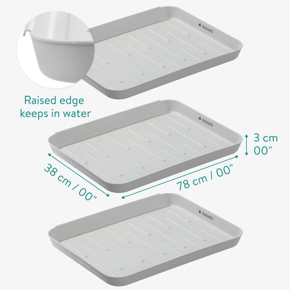 Navaris 3X Schuhabtropfschale Schuhmatte Ablage klein - Schuhablage 35x27x2,5cm mit erhöhtem Rand - Abtropfschale Grau für Schuhe Regen Herbst Winter
