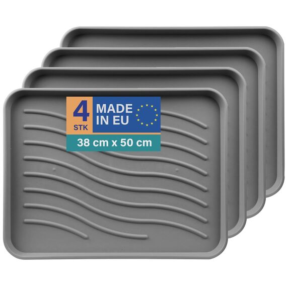Bestlivings Schuhabtropfschale (4er Pack - Anthrazit) Schuhablage (50x38x2,5cm) wasserdichte Schuhwanne - Aptropfunterlage für schmutzige und nasse Schuhe, Schuhmatte für Haus Garten