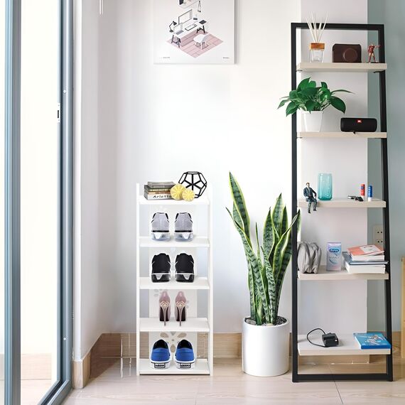 Dripex Schuhregal Standregal 5 Ablagen Schuhablage Schuhständer Schuhschrank multifunktional Standregal für Flur Schlafzimmer Küche