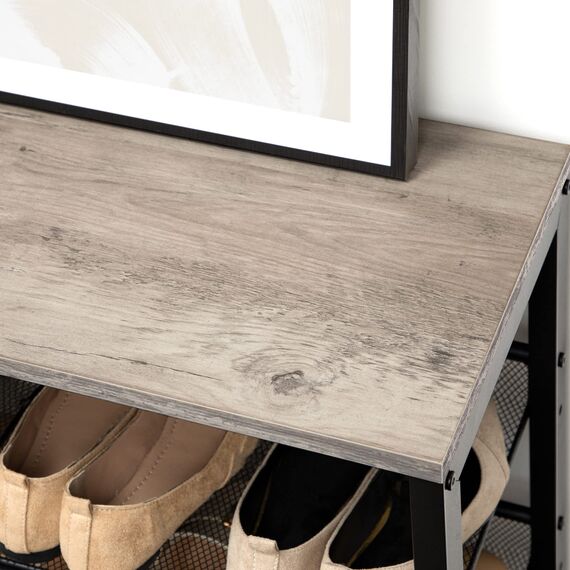 HOOBRO Schuhregal, 5-lagiges Schuhschrank, Verstellbares Schuhablage, Flach und Neigbar, Langlebig und Stabil, Metall, Eingang, Korridor, Industrie, Greige-Schwarz EBG01XJ01