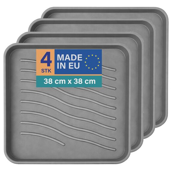 Bestlivings Schuhabtropfschale (4er Pack - Anthrazit) Schuhablage (38x38x2,5cm) wasserdichte Schuhwanne - Aptropfunterlage für schmutzige und nasse Schuhe, Schuhmatte für Haus Garten