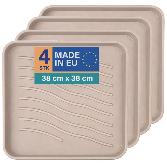 Bestlivings Schuhabtropfschale (4er Pack - Beige) Schuhablage (38x38x2,5cm) wasserdichte Schuhwanne - Aptropfunterlage für schmutzige und nasse Schuhe, Schuhmatte für Haus Garten