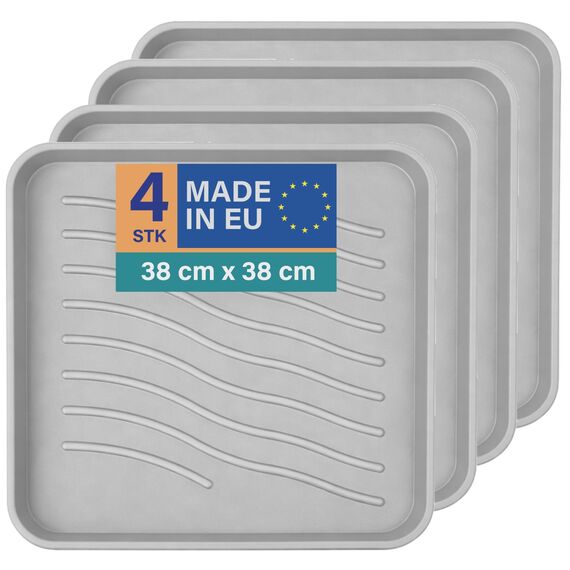 Bestlivings Schuhabtropfschale (4er Pack - Hellgrau) Schuhablage (38x38x2,5cm) wasserdichte Schuhwanne - Aptropfunterlage für schmutzige und nasse Schuhe, Schuhmatte für Haus Garten