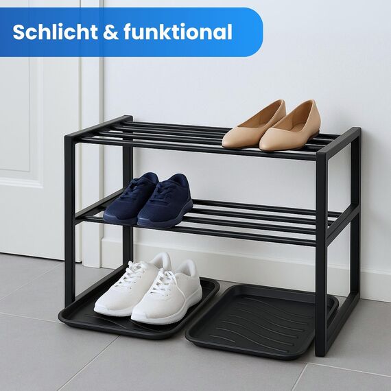 Bestlivings Schuhabtropfschale (4er Pack - Hellgrau) Schuhwanne mit hohem Rand (50x38x2,5cm) - Aptropfunterlage, Schuhmatte für Haus und Garten - Wasserdicht