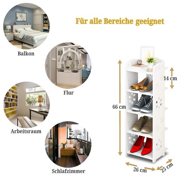 Dripex Schuhregal Standregal 5 Ablagen Schuhablage Schuhständer Schuhschrank multifunktional Standregal für Flur Schlafzimmer Küche