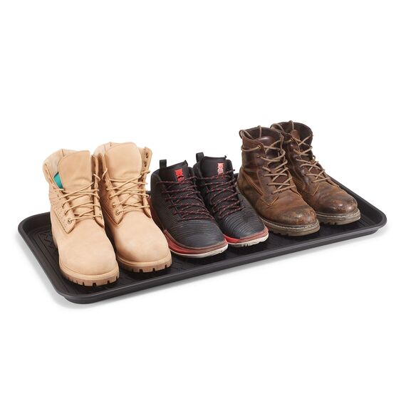 Supremery 3X XL Schuhabtropfschale Schuhmatte Ablage - Schuhablage 76x38x3cm mit erhöhtem Rand - Abtropfschale Schwarz für Schuhe Regen Herbst Winter Welpenunterlage - auch für Katzen