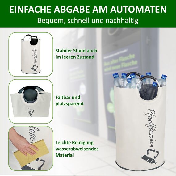 COTTARA® Original Pfandflaschen Sammelbehälter – Flaschensammler Leergut Behälter aus wasserabweisendem Material für Küche – Idealer Pfandbehälter zur Flaschenaufbewahrung – beige 70L