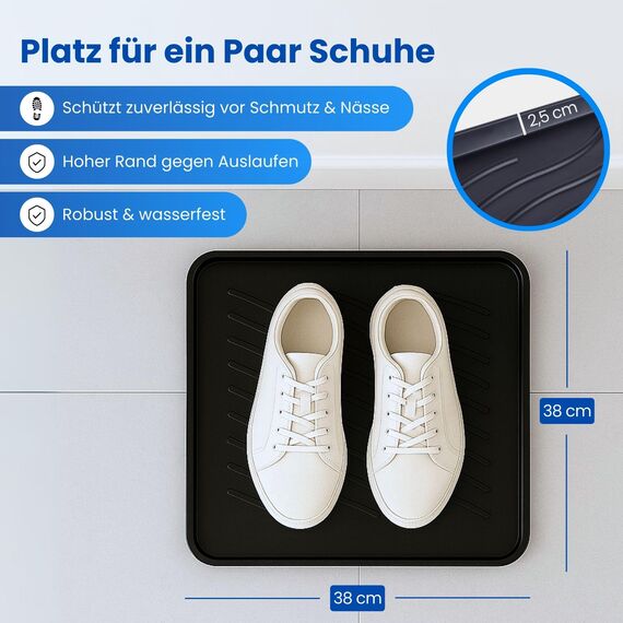 Bestlivings Schuhabtropfschale (4er Pack - Beige) Schuhablage (38x38x2,5cm) wasserdichte Schuhwanne - Aptropfunterlage für schmutzige und nasse Schuhe, Schuhmatte für Haus Garten