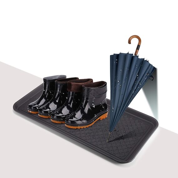 Supremery 3X XL Schuhabtropfschale Schuhmatte Ablage - Schuhablage 76x38x3cm mit erhöhtem Rand - Abtropfschale Schwarz für Schuhe Regen Herbst Winter Welpenunterlage - auch für Katzen