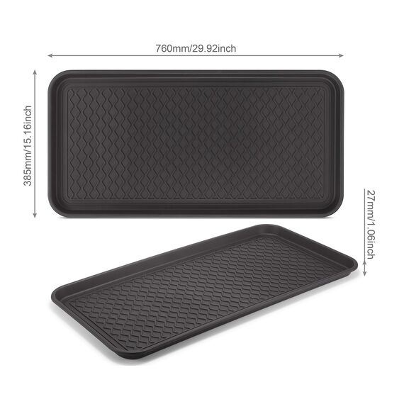 Supremery 3X XL Schuhabtropfschale Schuhmatte Ablage - Schuhablage 76x38x3cm mit erhöhtem Rand - Abtropfschale Schwarz für Schuhe Regen Herbst Winter Welpenunterlage - auch für Katzen