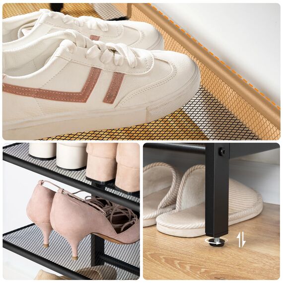 HOOBRO Schuhregal, 6-lagiges Schuhschrank, Verstellbares Schuhablage, Flach und Neigbar, für 18-24 Paar Schuhe, Stabil, Eingang, Korridor, Industrie, vintagebraun-schwarz EBF16XJ01