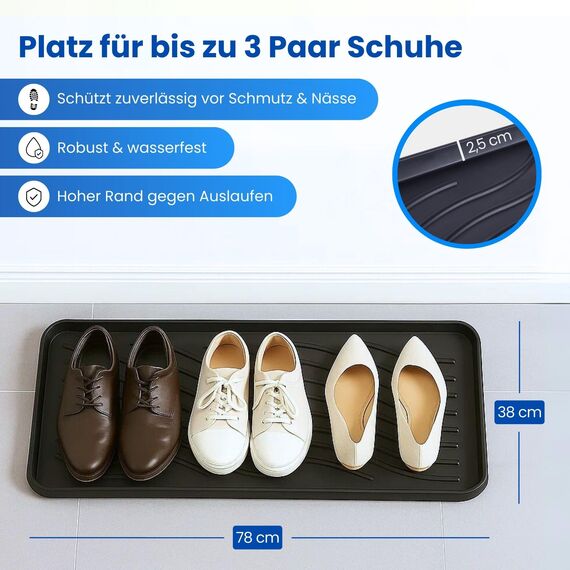 Bestlivings Schuhabtropfschale (2er Pack - Beige) XXL Extra Große Schuhablage (78x38x2,5cm) wasserdichte Schuhwanne für schmutzige und nasse Schuhe, Schuhmatte für Haus Garten