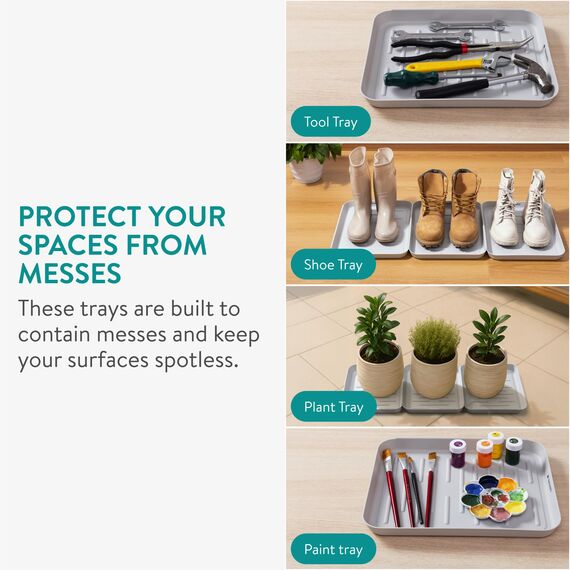 Navaris 3X Schuhabtropfschale Schuhmatte Ablage klein - Schuhablage 35x27x2,5cm mit erhöhtem Rand - Abtropfschale Grau für Schuhe Regen Herbst Winter