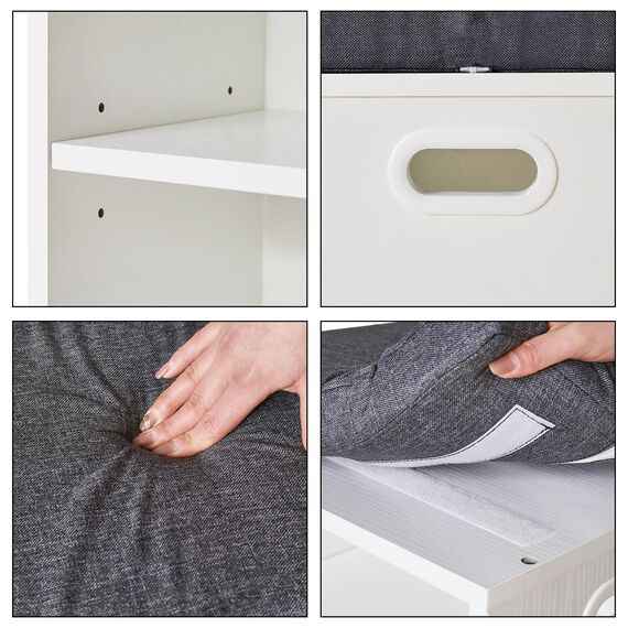 YMYNY Schuh Aufbewahrungsbank mit Sitzkissen, 2-Tier Schuh Rack mit gepolstertem Sitz, justierbarer Schuh Organizer Schrank für Eingang, Wohnzimmer, Flur, Schrank, 42H*39L*28Wcm, Weiß, HBD028W