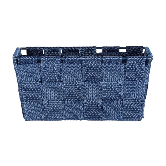 WENKO Aufbewahrungskorb Adria Mini Dunkelblau - Badkorb, rechteckig, Kunststoff-Geflecht, Polypropylen, 19 x 9 x 14 cm, Dunkelblau