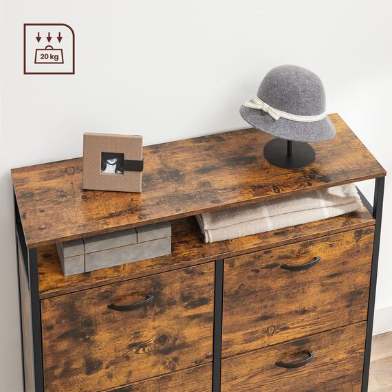 VASAGLE Schuhschrank, schmales Schuhregal, Schuhkipper mit 4 Klappen, für 12-20 Paar Schuhe, platzsparend, staubdicht, 30 x 98,3 x 95 cm, für Flur, vintagebraun-schwarz LBS803B01