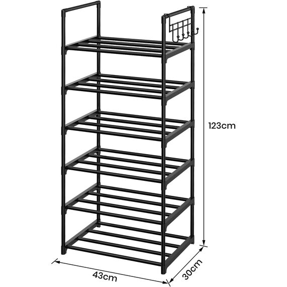 Vicye Schuhregal mit 6 Ablagen Schuhregal Schmal Schuhschrank hoch aus Metall für Flur Schlafzimmer Wohnzimmer Eingang