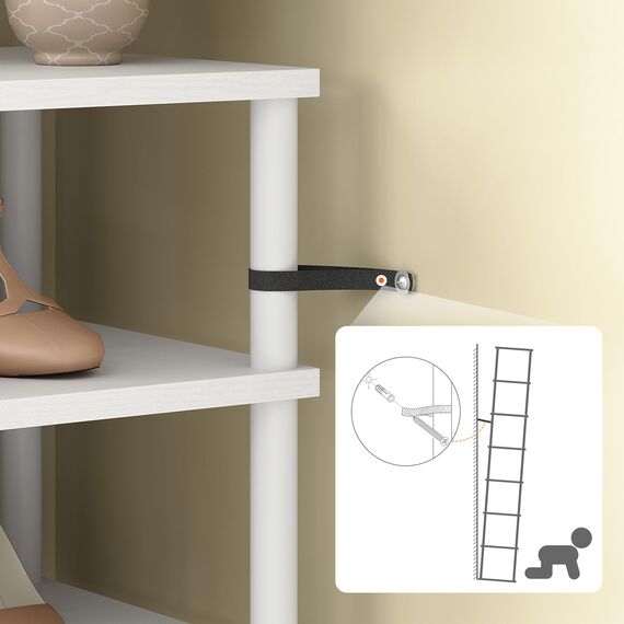 HOOBRO Vertikales Schuhregal, 8-lagiges Schuhregal, schmales Schuhablage, Schuhschrank, Schuhständer, Verdrehstruktur, für Eingang, Flur, Wohnzimmer, Schlafzimmer, Weiß EWW22XJ01