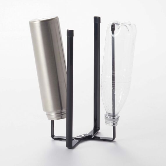 YAMAZAKI Tower Mehrzweckständer für die Küche-Abtropfständer, Flaschenhalter, Bioabfall Behälter, faltbar, Stahl, Acrylharz, Schwarz, 12 x 9,5 x 26,5 cm (LxBxH)