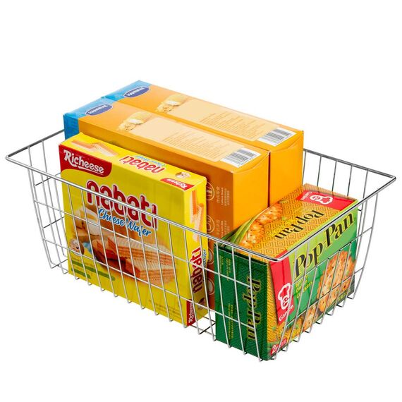 SANNO Gefrierkörbe, Bauernhaus-Organizer, Draht-Metall-Aufbewahrungsbehälter, großer Organizer, langlebiger Metallkorb, Speisekammer, Organizer für Küchenschränke, Gefrierschrank, Zuhause, 3er-Set