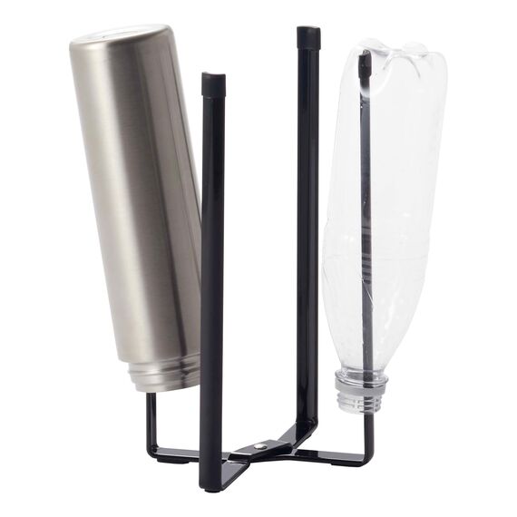 YAMAZAKI Tower Mehrzweckständer für die Küche-Abtropfständer, Flaschenhalter, Bioabfall Behälter, faltbar, Stahl, Acrylharz, Schwarz, 12 x 9,5 x 26,5 cm (LxBxH)
