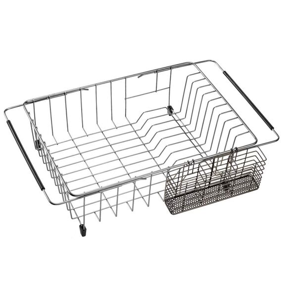 SANNO Edelstahl-Utensilien-Wäschekorb, Halter, Besteck, Utensilienhalter, Besteck-Organizer, Edelstahl-Gestell mit Haken, abnehmbarer Abtropfgestell, Besteckhalter, Schwarz