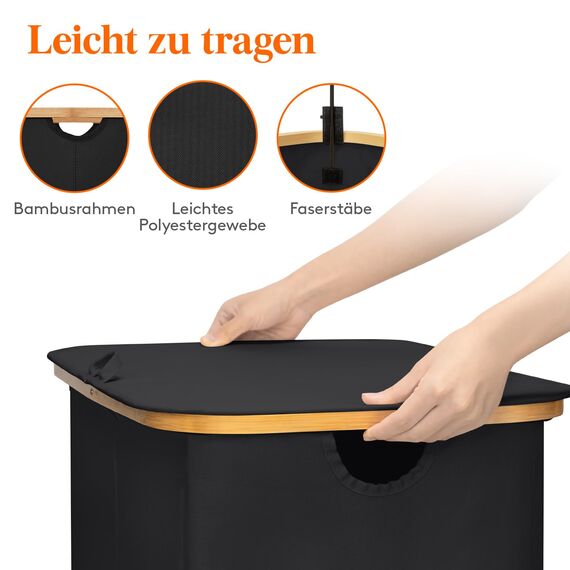 Lifewit 150L Pfandflaschen Sammelbehälter 2 fächer mit Deckel, Groß Pfandflaschen Behälter 2 Tragetasche für ErhaltenFlaschensammler eignet Sich für Küche, Küche Abstellraum Flaschentasche, Schwarz