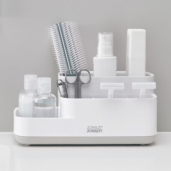 Joseph Joseph EasyStore - Badezimmer Aufbewahrungsbehälter für Badezimmerzubehör - Grau/Weiß