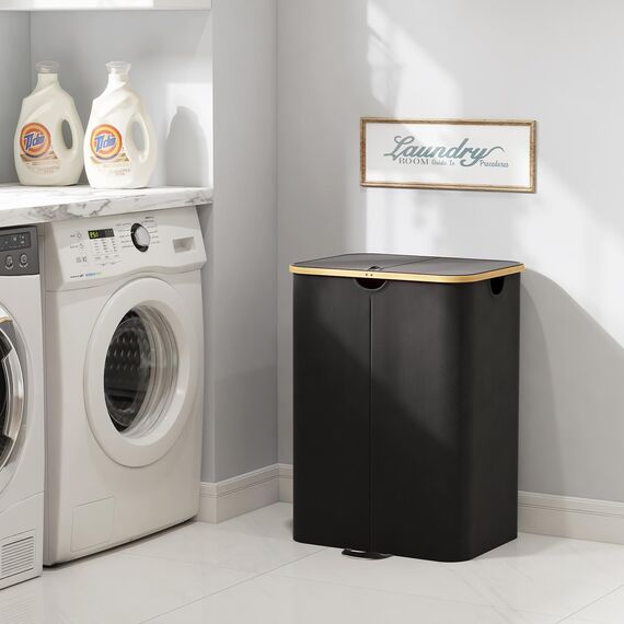 Lifewit 150L Pfandflaschen Sammelbehälter 2 fächer mit Deckel, Groß Pfandflaschen Behälter 2 Tragetasche für ErhaltenFlaschensammler eignet Sich für Küche, Küche Abstellraum Flaschentasche, Schwarz